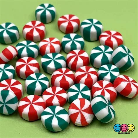 Candy Swirl Peppermint Mints Mix Christmas Theme Charms Fake Polymer