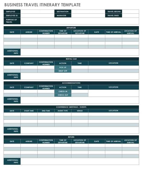 Travel Itinerary Template Word