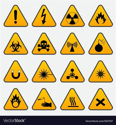 Warning Hazard Triangle Signs Royalty Free Vector Image
