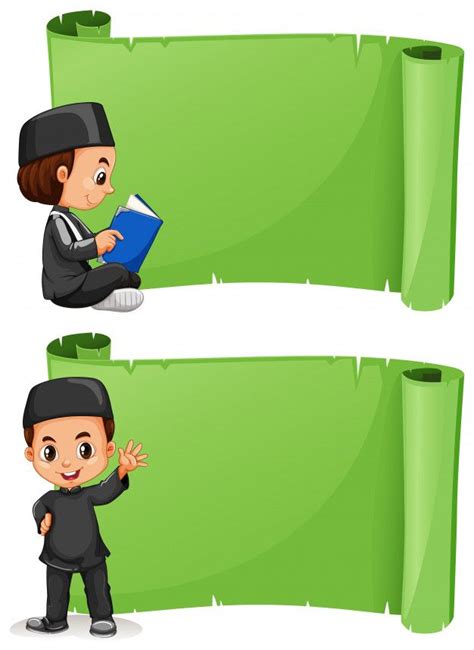 Ingin poster pendidikan yang lebih keren? Muslim Boy And Green Banner Template (Dengan gambar) | Kartun, Pendidikan, Logo keren