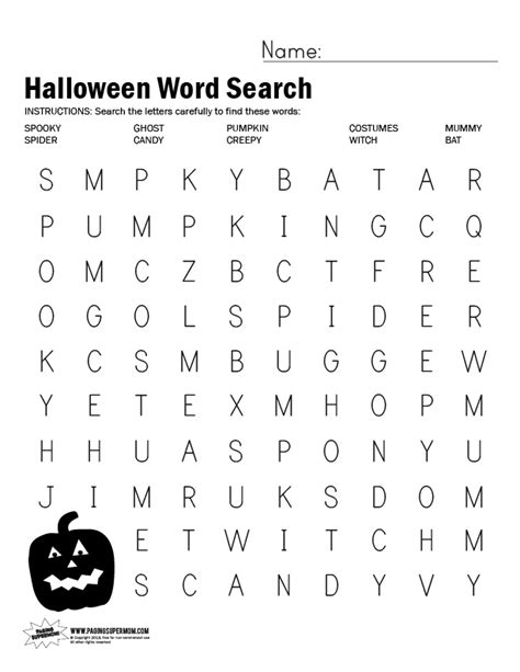 Free Printable Halloween Word Search Worksheet Paging