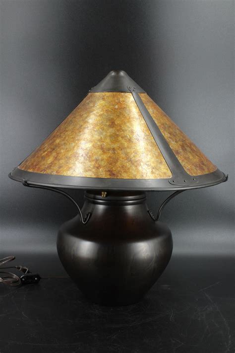 Lot Arts And Crafts Style Mica Shade Lamp