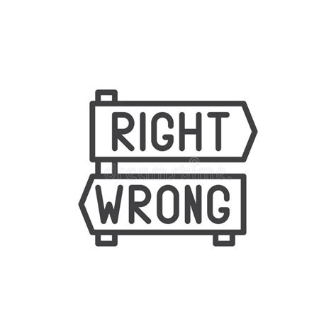 Right And Wrong Pointer Arrows Signs Outline Icon Stock Vector