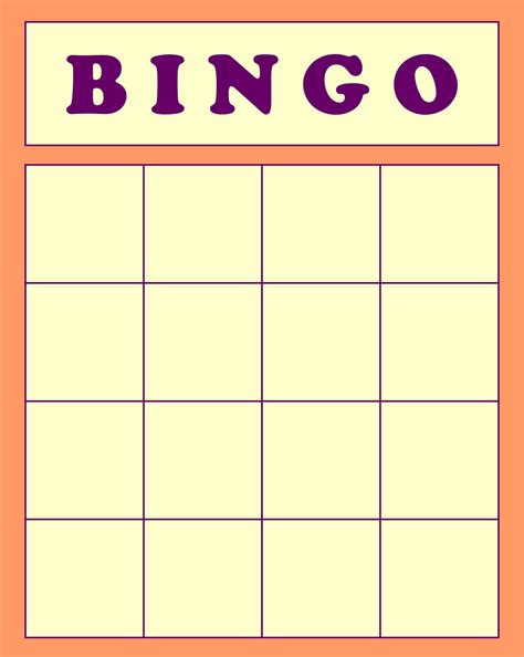 Printable Blank Bingo Cards Template 4 X 4 In 2022 Bingo Card