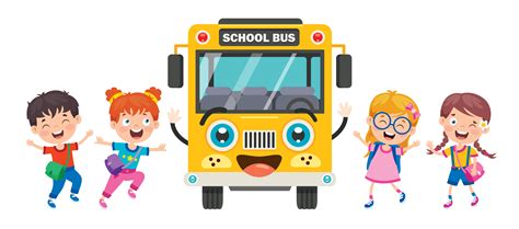 Yellow School Bus Front And Happy Children 1219778 Vector Art At Vecteezy
