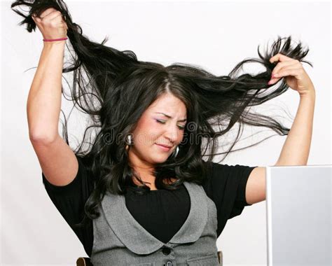 Business Woman Pulling Her Hair Out Royalty Free Stock Photography