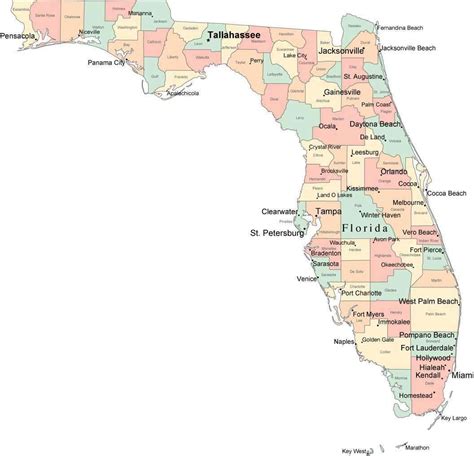 Florida Map Showing Counties Names