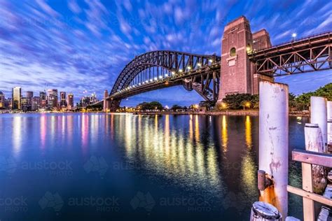 Image Of Sydney Harbour Bridge And City Skyline At Night