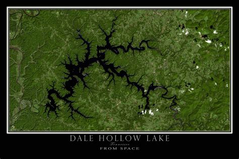 The Dale Hollow Lake Kentucky Tennessee Satellite Poster Map Map