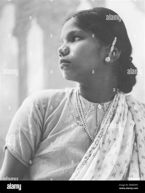 Old Vintage Outdoor Portrait Black And White Early 1900s Silver Gelatin Toned Print Indian Woman