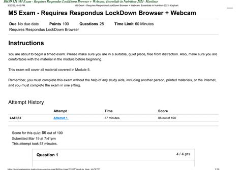 Biod M Exam Requires Respondus Lockdown Browser Webcam