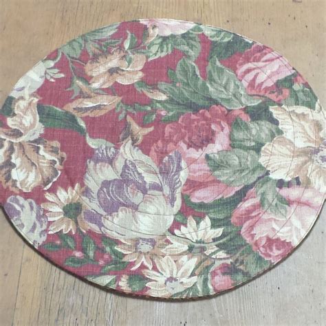 4 Round Quilted Floral Placemats Dark Red Burgundy Pink Etsy