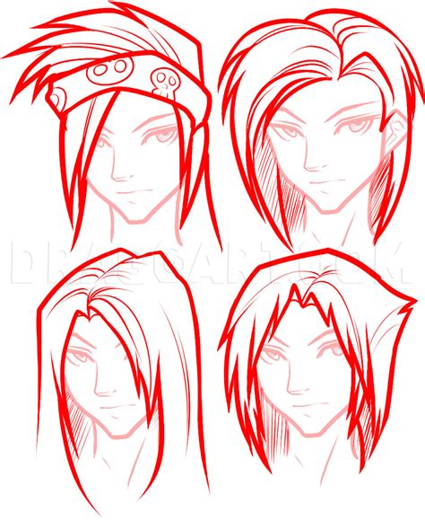 How To Draw Hair For Boys Step By Step Drawing Guide By Dawn Dragoart