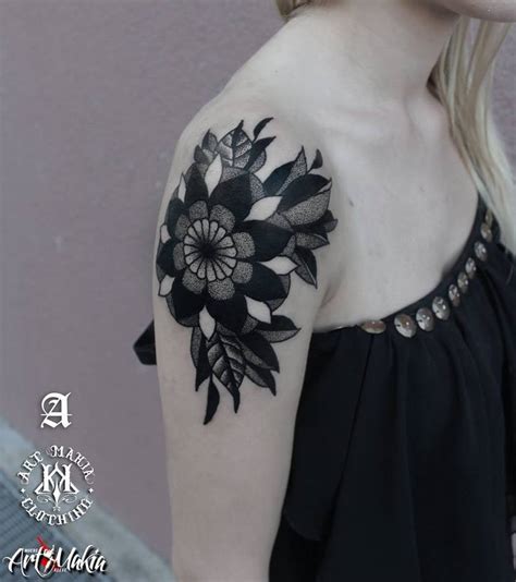 Black Flower Dotwork By Artmakia On Deviantart