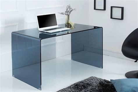 Design schreibtisch glas kann mit einer der zwei tischplatten bestellt werden: Extravaganter Glas Schreibtisch FANTOME 120cm Rauchglas ...