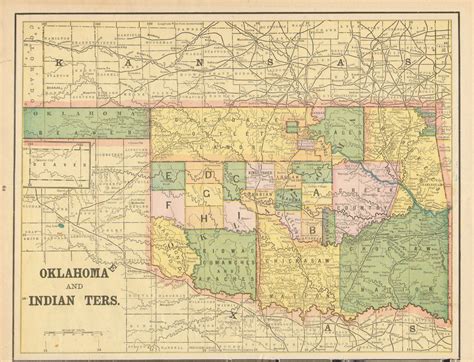 Antique Maps Of Oklahoma Map Of Oklahoma Maps Vintage Antique Maps