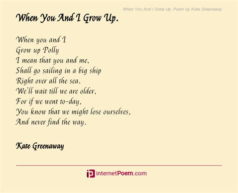 When You And I Grow Up Poem By Kate Greenaway