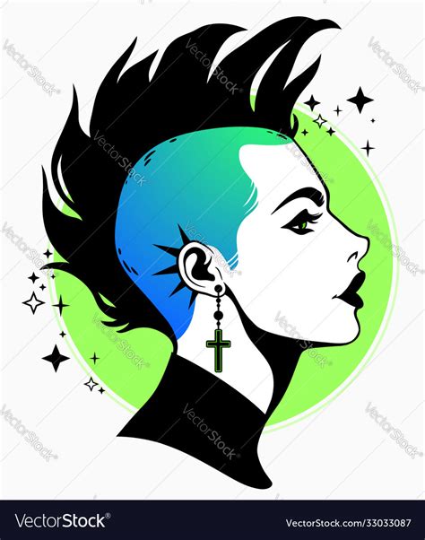 punk subculture hairstyle girl with mohawk vector image