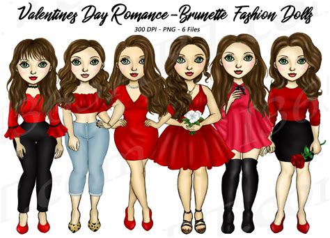 valentine s day brunette girls graphic by deanna mcrae · creative fabrica