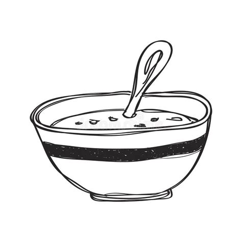 Simple Doodle Of A Bowl Of Soup Stock Illustration Illustration Of