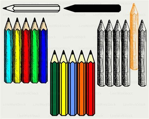 Colour Pencils Svgclipartpencils Svgpencils Etsy