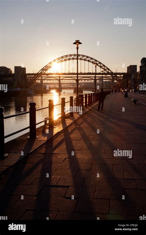 Tyne Bridge At Sunset Spanning The River Tyne Between Newcastle And