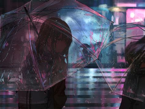 1024x768 Anime Girl In Rain With Umbrella 4k 1024x768 Resolution Hd 4k