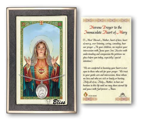 Aha instructor network customer support: Immaculate Heart of Mary Prayer Card with Silver Medal