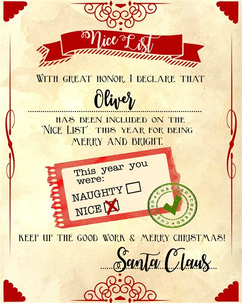 Browse through 100s of certificate templates and create what you need in minutes. Santa "nice list" free printable certificate | Santa's ...