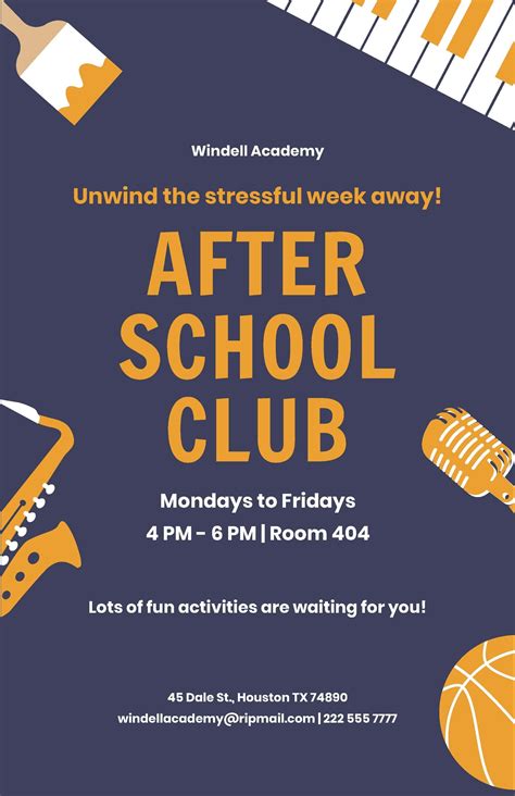 Sample After School Poster Template In Photoshop Illustrator Ms Word