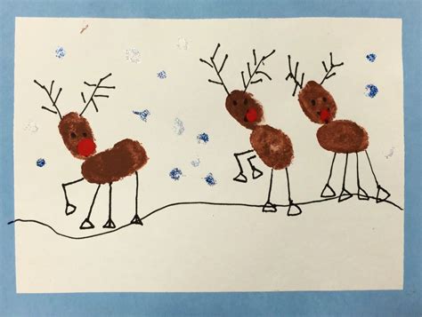 1st Grade Fingerprint Reindeer Wawaloam Art