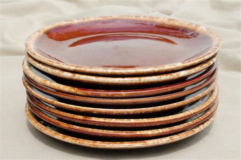 Vintage Usa Pottery Brown Drip Glaze Stoneware Pie Or Sandwich Plate