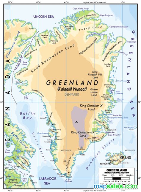 Greenland Physical Wall Map By Graphiogre Mapsales