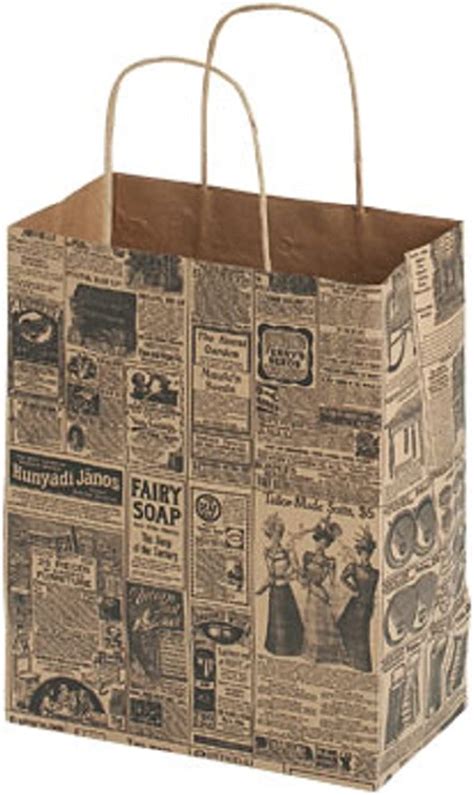 Medium Newsprint Paper Shopping Bags 8 X 4 X 10 Case Of
