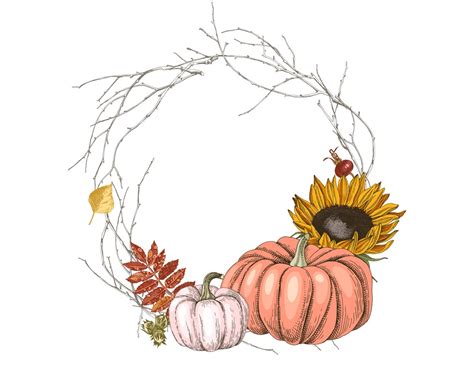 Fall Png Clipart Pumpkin Sunflower Clipart Set In Boho Style Etsy