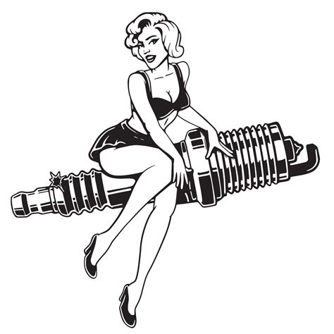 pin up girl outline drawing