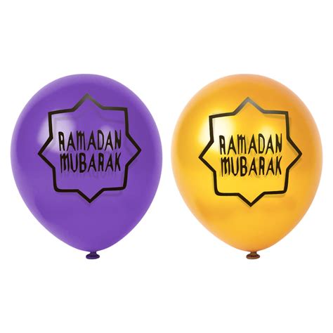 Gold And Purple Ramadan Mubarak Star Balloons 12 Pack