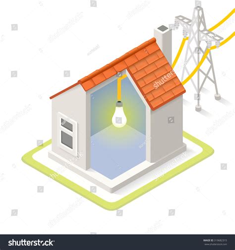 Electric Grid Infographic Icon Concept Isometric Stock Illustration