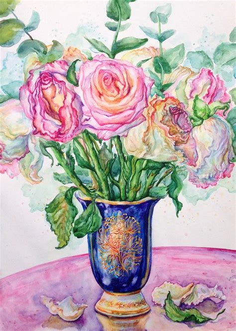 Rose Paintingwatercolorflowersstill Liferealismtenderness