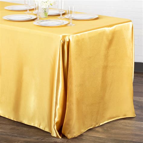 Satin Rectangular 90 X 132 Inch Tablecloth Bright Gold At Cv Linens