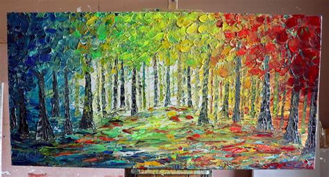 Abstract Sunrise Landscape Four Seasons Oil Painting Large Canvas Art
