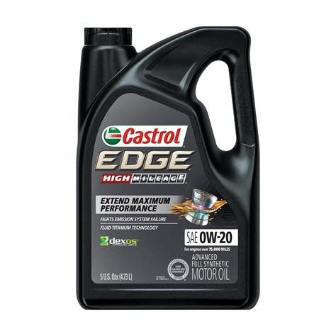 Castrol Edge High Mileage 0w 20 Advanced Full Synthetic Motor Oil 5