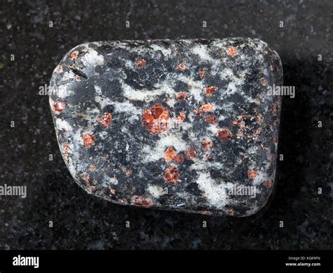 Macro Shooting Of Natural Mineral Rock Specimen Red Garnet Crystals