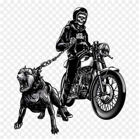 Skull Riders With Vintage Motorcycle On Transparent Background Png