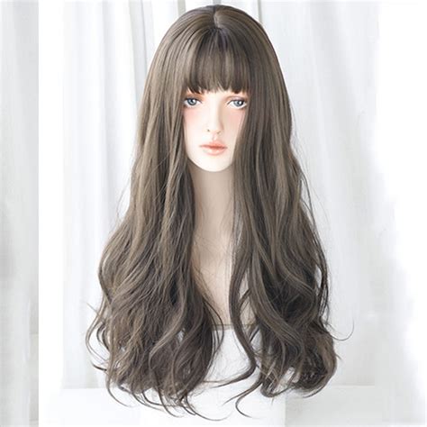 C8225new Japanese And Korean Wig Female Long Curly Hair Realistic Chemical Fiber High