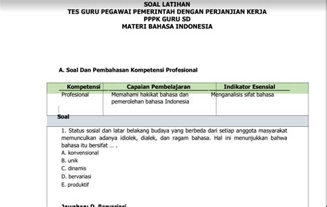 Ujian kompetensi atau sering disingkat ukom. Contoh Soal dan Kunci Jawaban Ujian PPPK Guru Bahasa ...