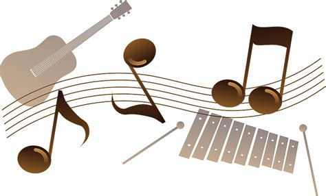Musical Notes And Instruments In Brown Clipart Free Download