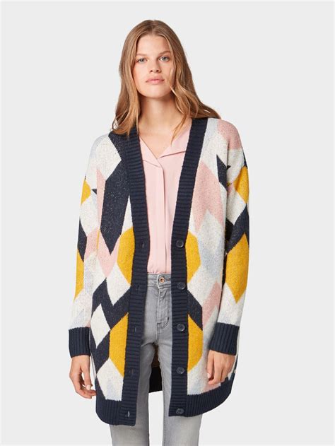 Ebay strickrock cardigan hahnentritt muster strickjacke blau weiß 36. Cardigan mit Argyle-Muster - Frauen - graphic pattern ...