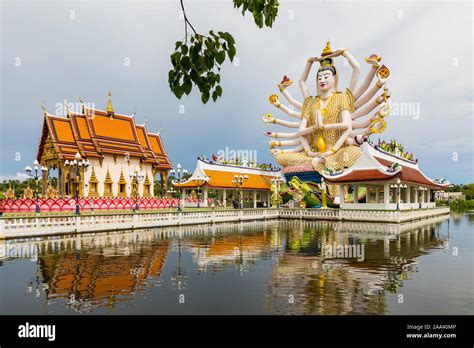 Wat Plai Laem Budhist Temple And Hands Guanyin Or Guan Yin Statue On Koh Samui Thailand