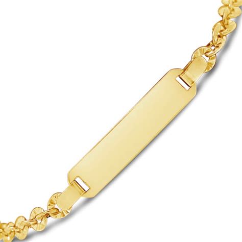 10k Yellow Gold Baby And Toddler Fancy Id Bracelet Exotic Diamonds